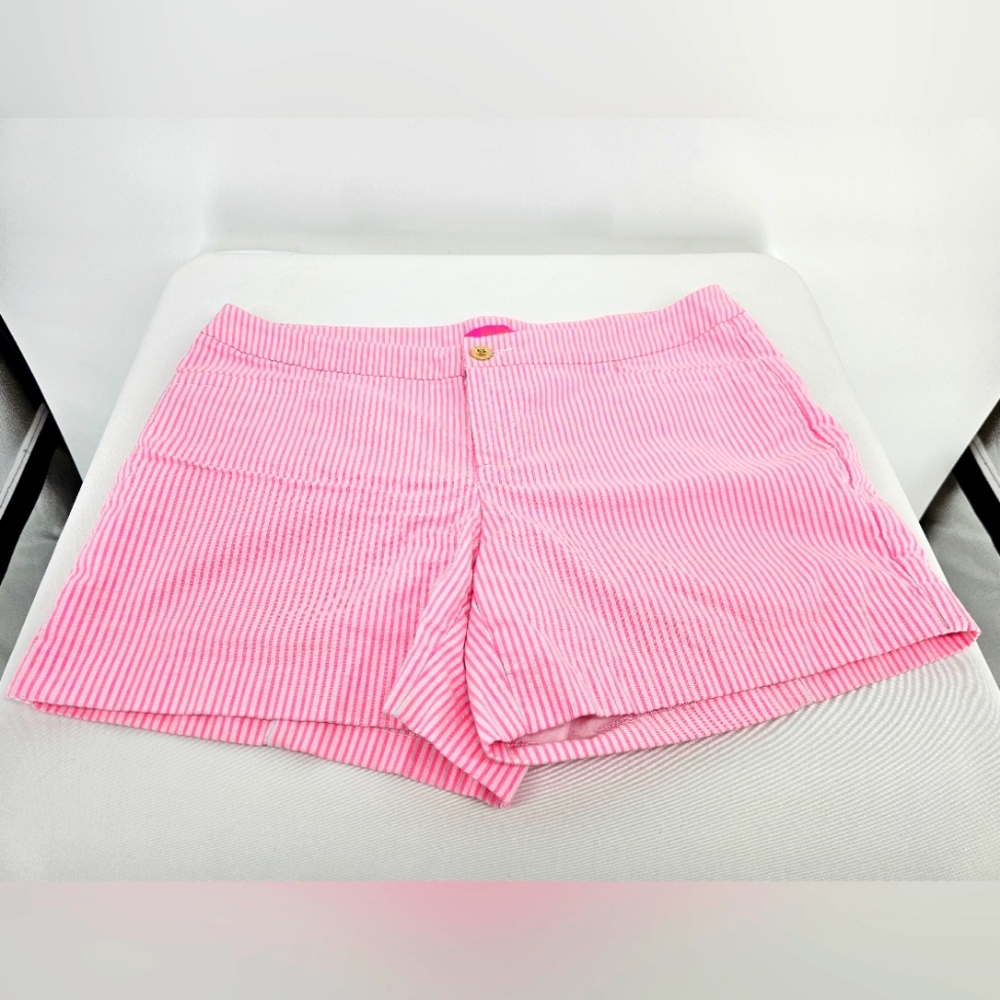 Lilly Pulitzer Kelly Short Pink and White Seersucker Size 12